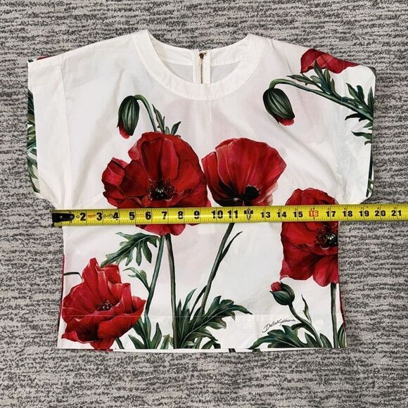 New Dolce& Gabbana Cap-Sleeve Poppy-Print Top Size IT 36 XS - Picture 10 of 13